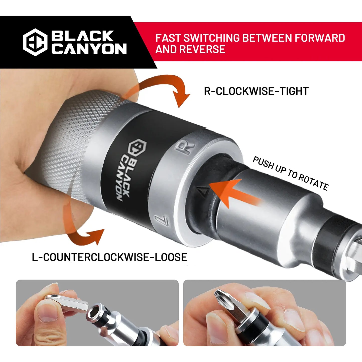 BLACK CANYON 1/2" Reversible Hand Impact , 13 Pcs