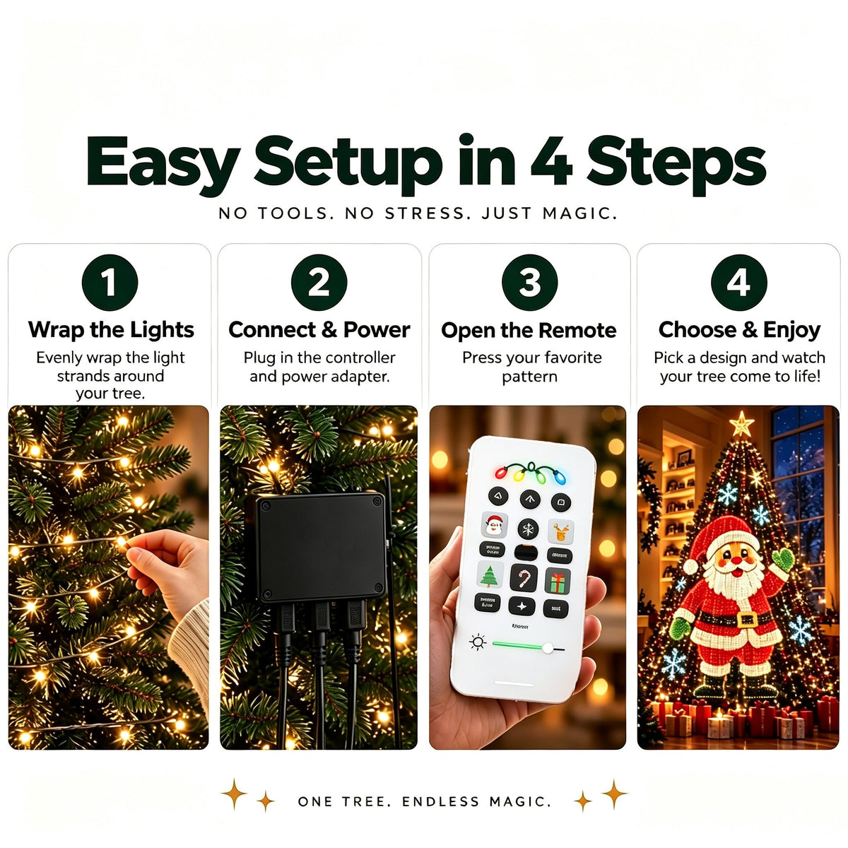 🎄 Light up your Christmas tree with dynamic holiday magic! 🎅 Smart DIY LED Christmas tree string lights