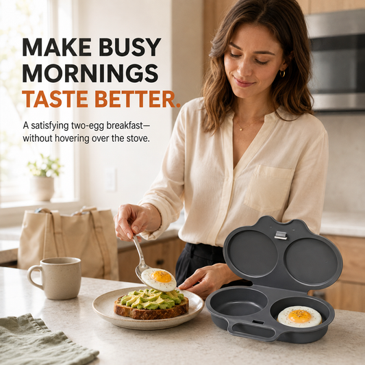 🥚✨ BUY 1 GET 1 FREE! Dual-Cavity Microwave Egg Poacher | Quick & Healthy Breakfast in Minutes 🍳