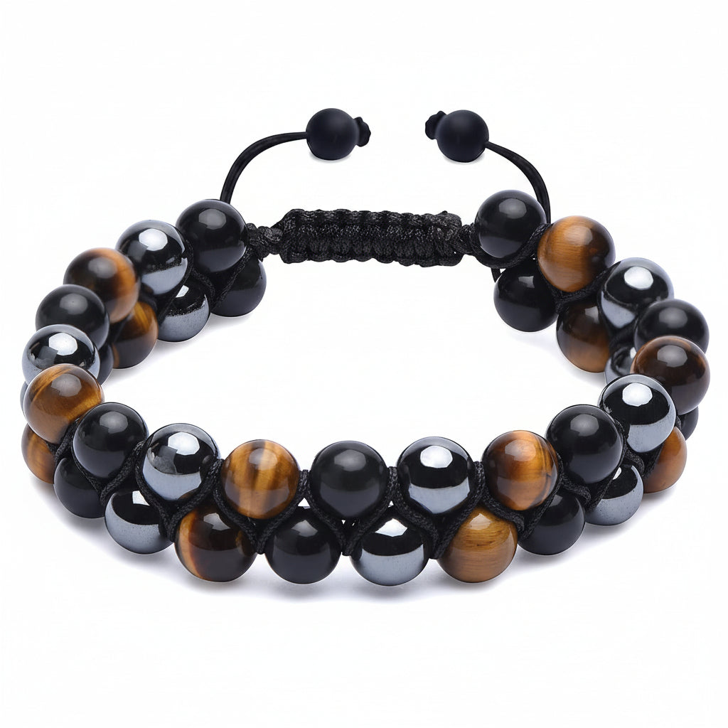 Triple-Protection-Bracelet-Tiger-Eye-Black-Obsidian-Hematite-Healing-Crystals-for-Success
