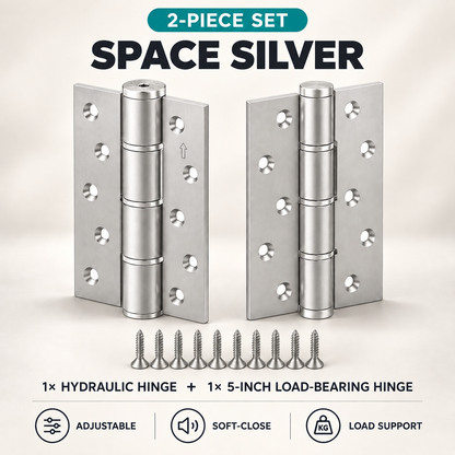 2-Piece Hydraulic Self-Closing Door Hinge Set – Adjustable Soft Close & 90° Hold-Open