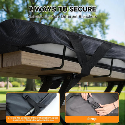 SLSY Unisex Heated Stadium Bleacher Seat with Back & Arm Support, 3-Level Adjustable Heating, 6 Recline Positions, Secure Straps, Fits Bleachers for Outdoor Football/Baseball Events, Hiking 【Batteries Not Included】