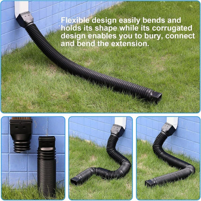 Flexible Downspout Extension Kit – 22–63 in Rainwater Drainage Pipe