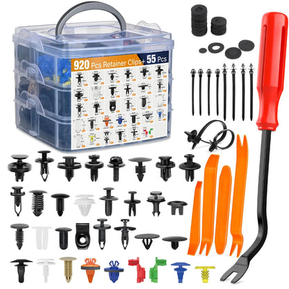 975Pcs Car Push Retainer Clips Kit with Remover