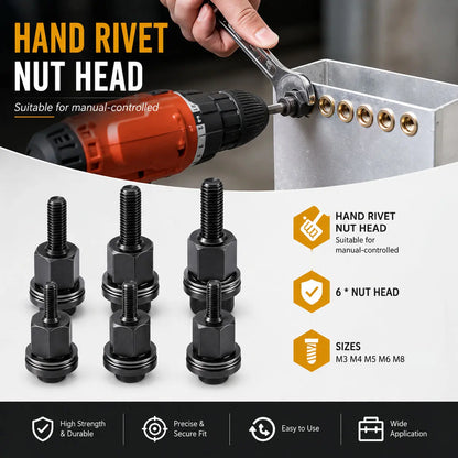 Head Rivet Nut Tool M3-M8 Carbon Steel Rivnut Kit for Automotive Repair