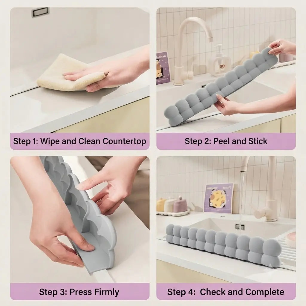 Silicone Sink Splash Guard for Kitchen & Bathroom Sink Edge