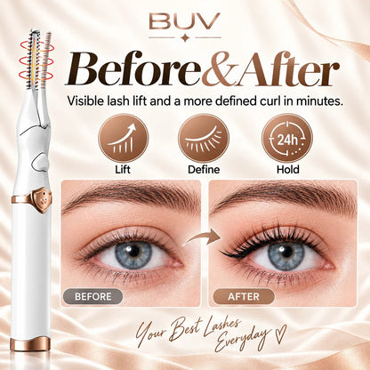 🔥2-in-1 Heated Eyelash Curler, 3 Temperature Modes, USB Rechargeable