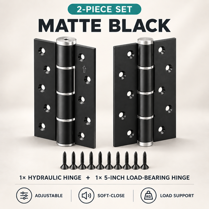 2-Piece Hydraulic Self-Closing Door Hinge Set – Adjustable Soft Close & 90° Hold-Open