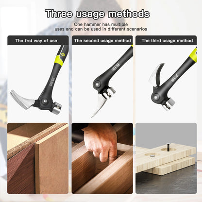 SEESE 16oz Adjustable Nail Puller Hammer, Magnetic Nail Starter, Anti-Slip Shock-Absorbing Handle, Claw Hammer for DIYers in Workshop, Construction & Remodeling