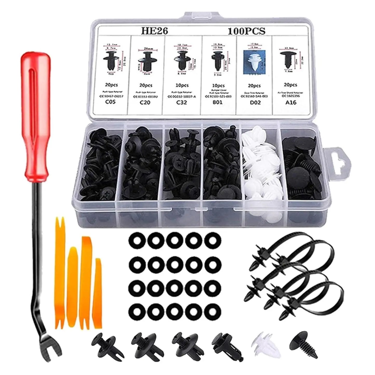 975Pcs Car Push Retainer Clips Kit with Remover