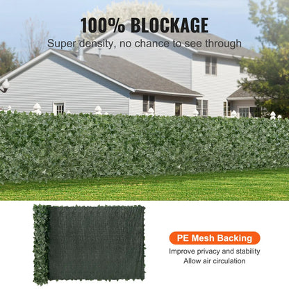 【FathersDayGift】VEVOR Ivy Privacy Fence, 59 x 158in Artificial Green Wall Screen, Greenery Ivy Fence w/ Mesh Cloth Backing and Strengthened Joint, Faux Hedges Vine Leaf Decoration for Outdoor Garden, Yard, Balcony