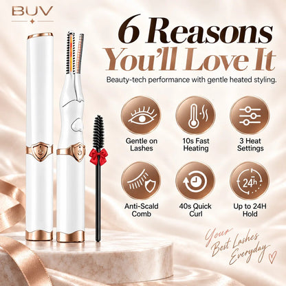 🔥2-in-1 Heated Eyelash Curler, 3 Temperature Modes, USB Rechargeable