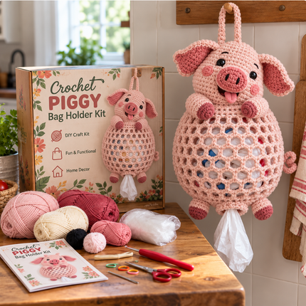 Crochet Animal Bag Holder DIY Kit – Cute & Functional Hanging Storage Craft Kit