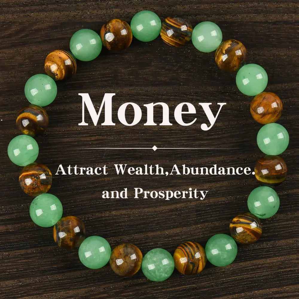 Money Attraction Bracelets | Golden Tiger Eye & Green Aventurine for Prosperity