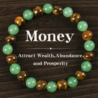 Money Attraction Bracelets | Golden Tiger Eye & Green Aventurine for Prosperity