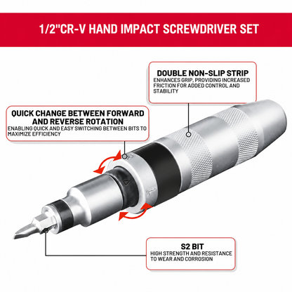 1/2" Reversible Hand Impact , 13 Pcs