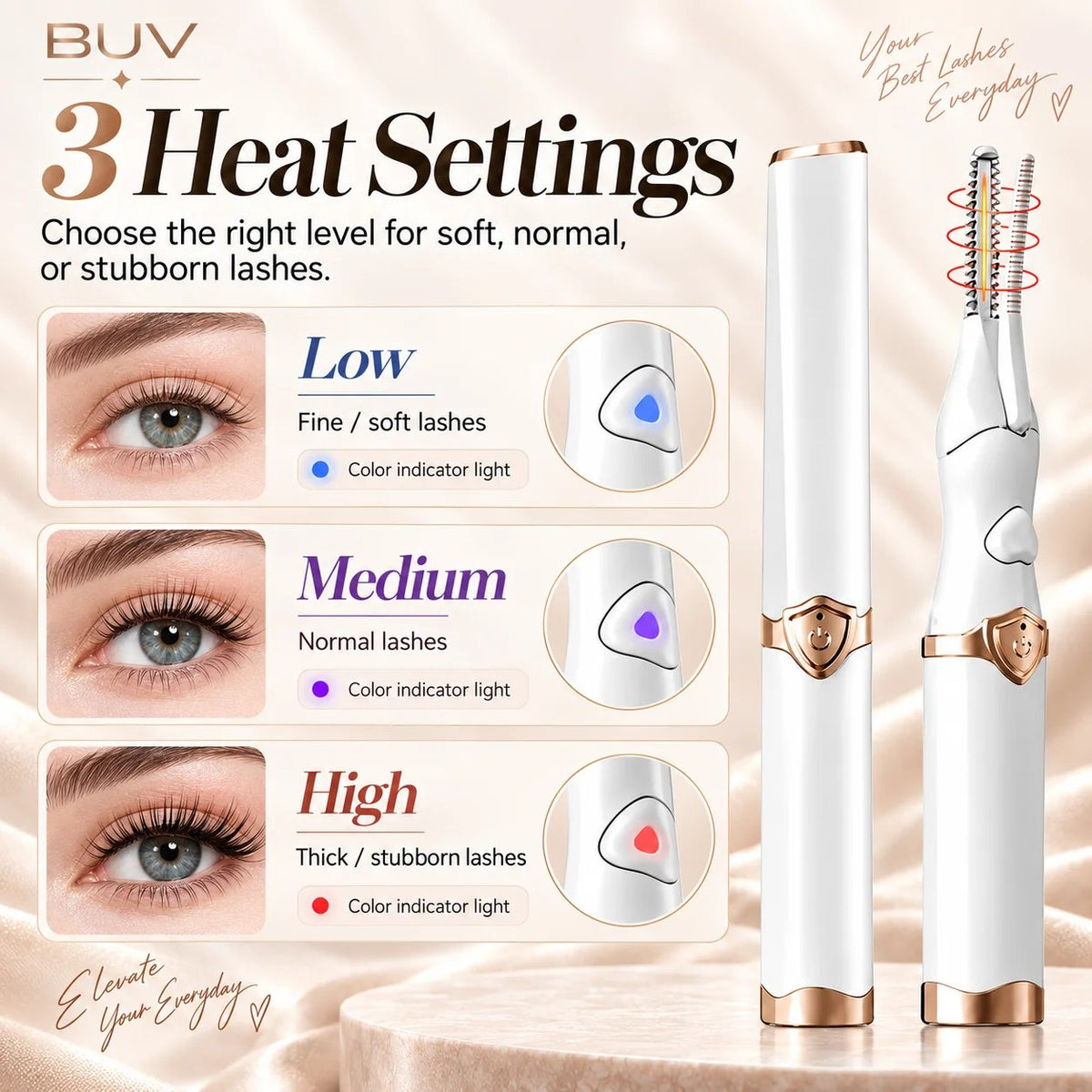 🔥2-in-1 Heated Eyelash Curler, 3 Temperature Modes, USB Rechargeable