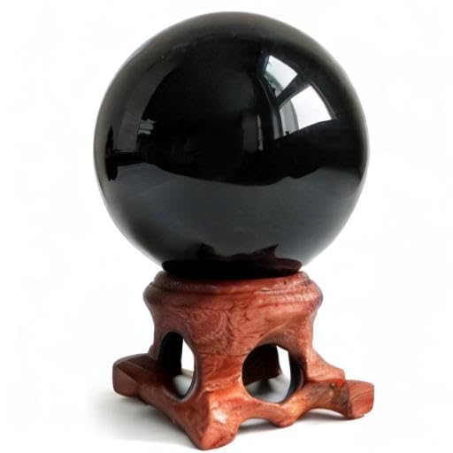 Natural Black Obsidian Crystal Ball for Scrying, Feng Shui & Energy Protection