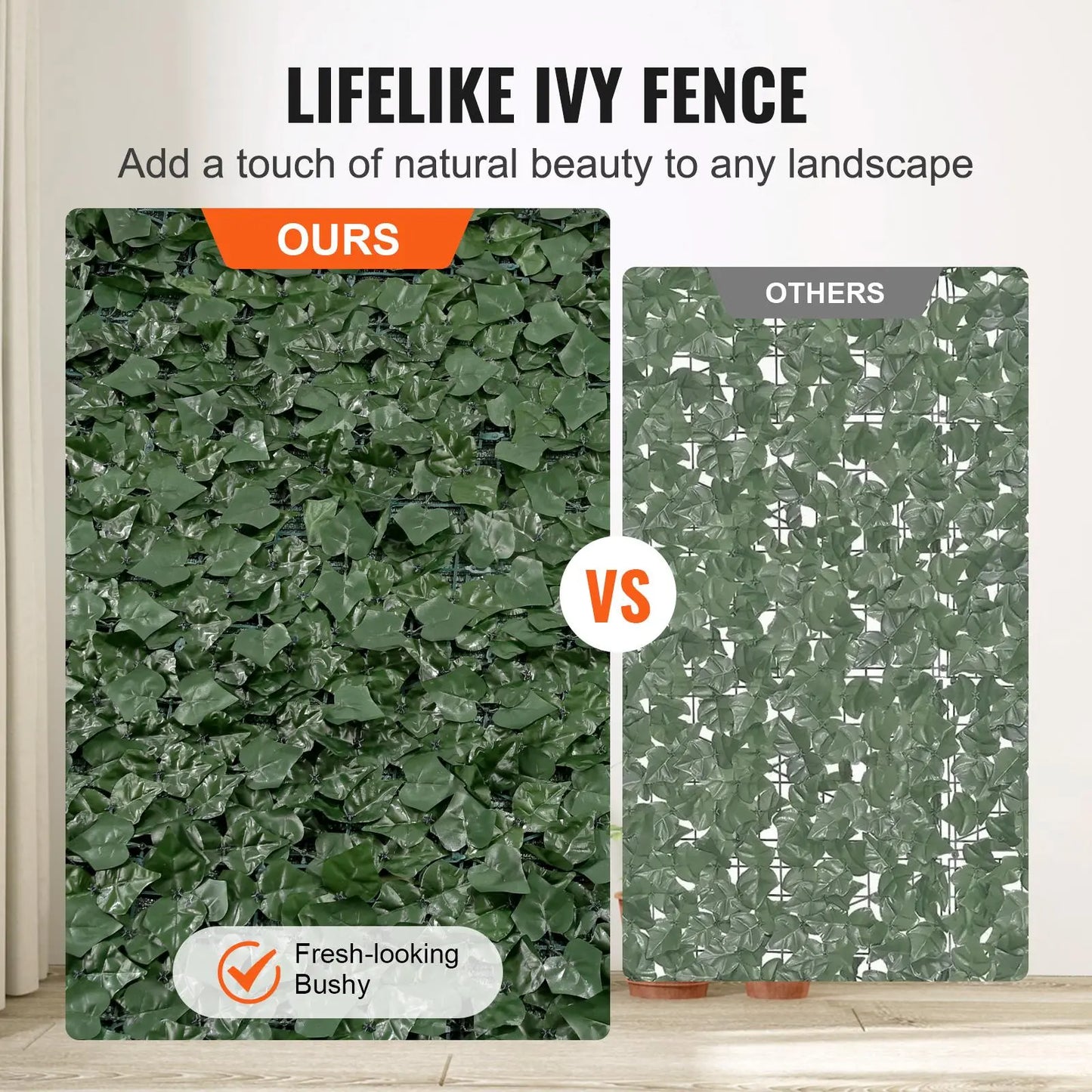 【FathersDayGift】VEVOR Ivy Privacy Fence, 59 x 158in Artificial Green Wall Screen, Greenery Ivy Fence w/ Mesh Cloth Backing and Strengthened Joint, Faux Hedges Vine Leaf Decoration for Outdoor Garden, Yard, Balcony