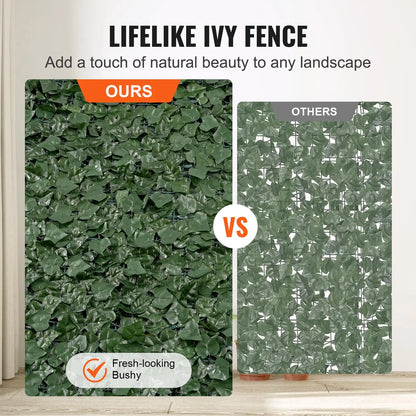 【FathersDayGift】VEVOR Ivy Privacy Fence, 59 x 158in Artificial Green Wall Screen, Greenery Ivy Fence w/ Mesh Cloth Backing and Strengthened Joint, Faux Hedges Vine Leaf Decoration for Outdoor Garden, Yard, Balcony