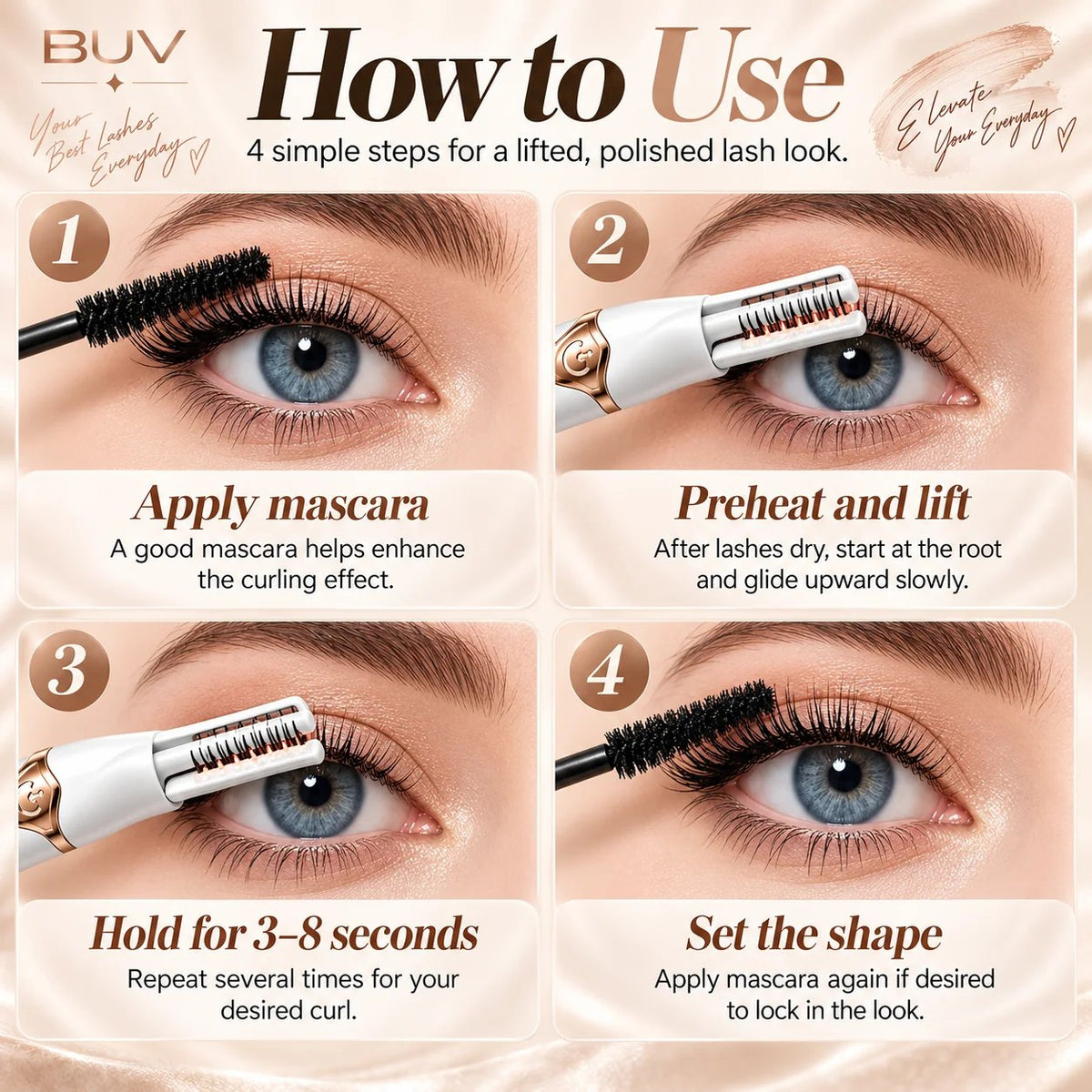 🔥2-in-1 Heated Eyelash Curler, 3 Temperature Modes, USB Rechargeable