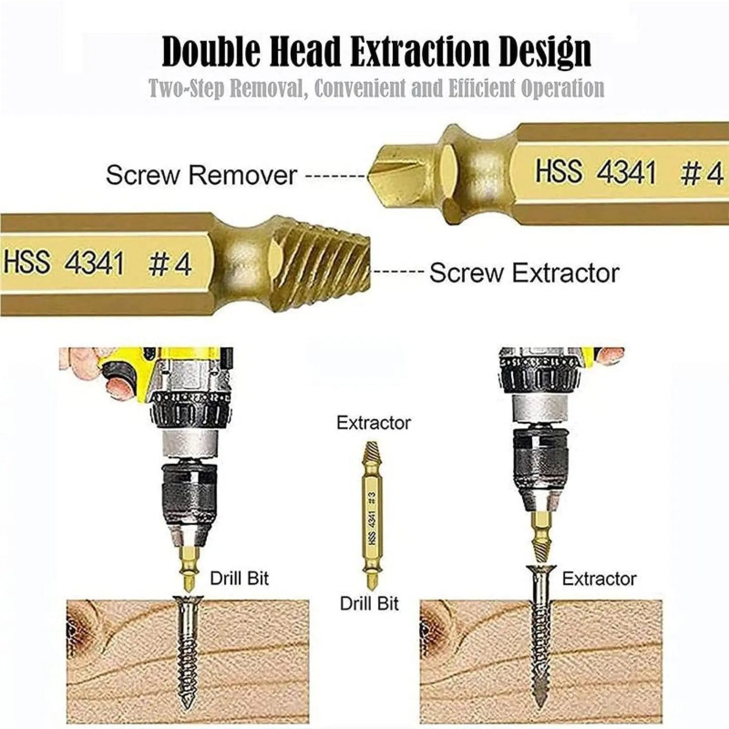 Broken Screw Extractor Set Tools - Stainless Steel 6-Pack