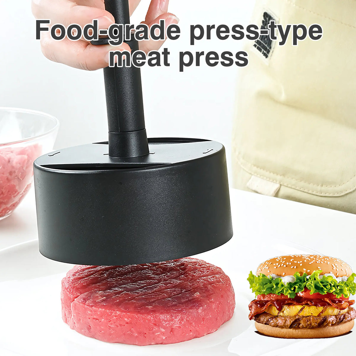 Black Non-Stick Hamburger Meat Press for Grills and Outdoor Cooking