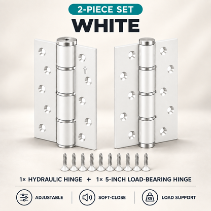 2-Piece Hydraulic Self-Closing Door Hinge Set – Adjustable Soft Close & 90° Hold-Open
