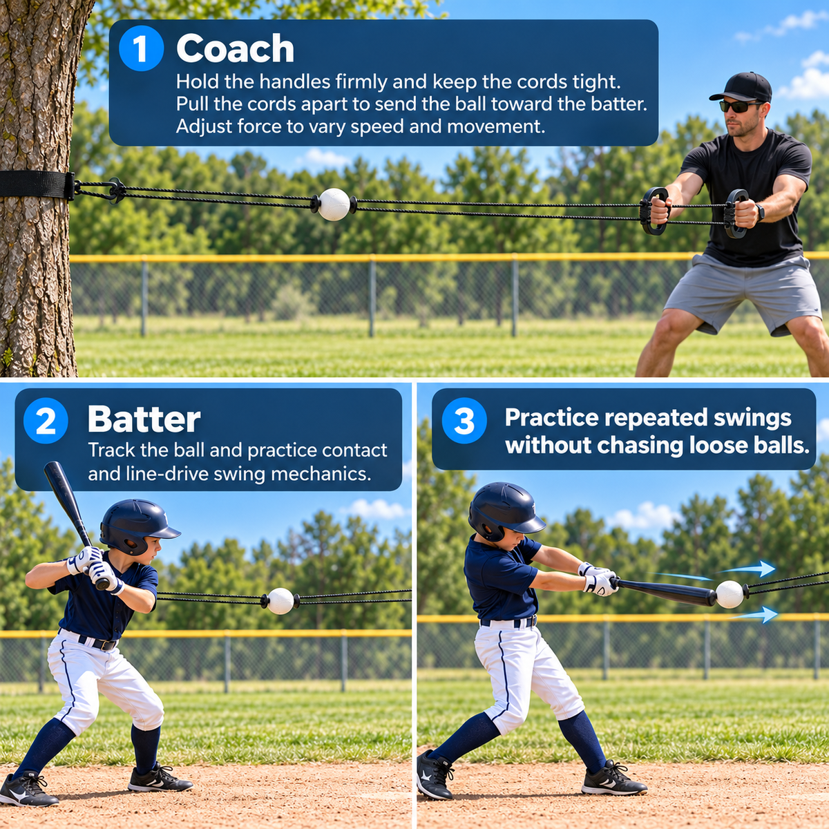 Portable Baseball & Softball Rope Batting Trainer