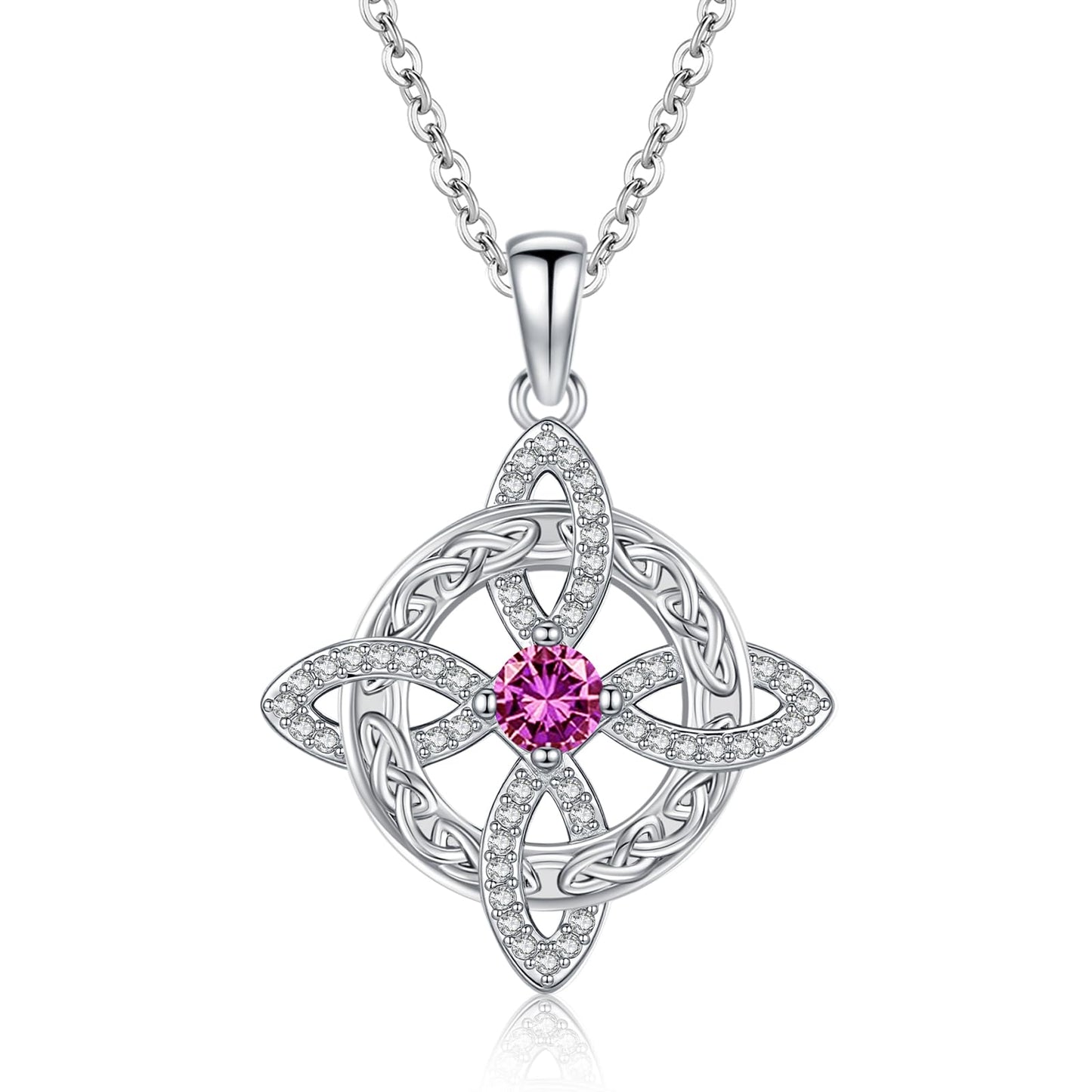 Witches Knot Necklace – Celtic Cross Birthstone Jewelry for Protection