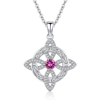 Witches Knot Necklace – Celtic Cross Birthstone Jewelry for Protection
