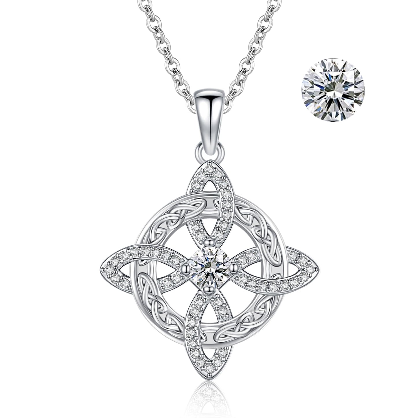 Witches Knot Necklace – Celtic Cross Birthstone Jewelry for Protection