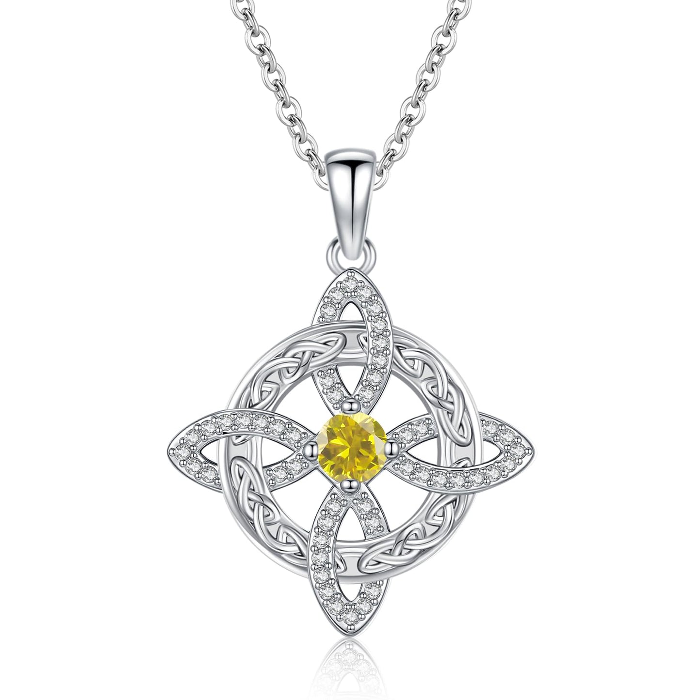 Witches Knot Necklace – Celtic Cross Birthstone Jewelry for Protection