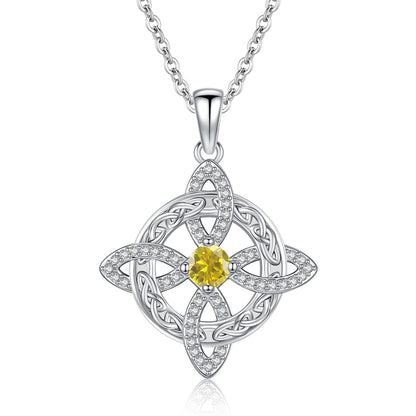 Witches Knot Necklace – Celtic Cross Birthstone Jewelry for Protection