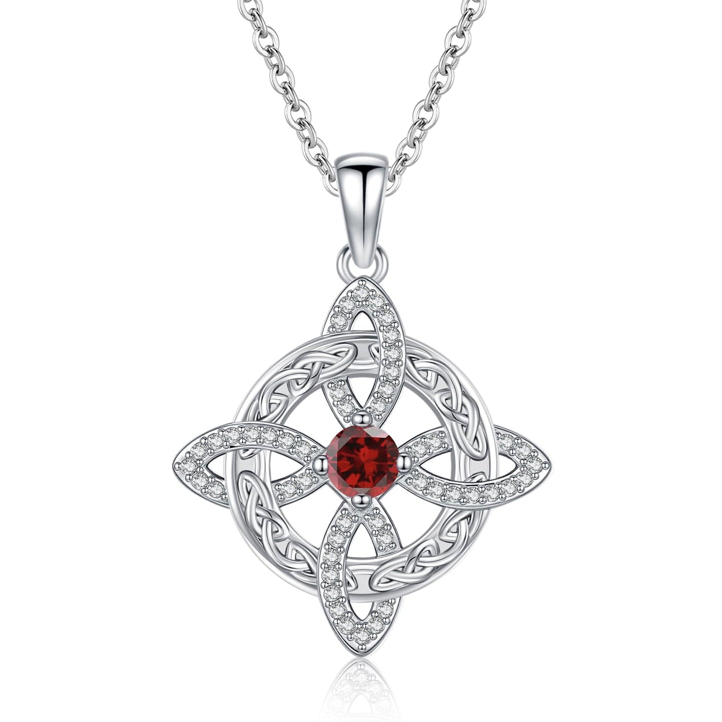 Witches Knot Necklace – Celtic Cross Birthstone Jewelry for Protection