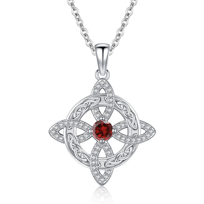 Witches Knot Necklace – Celtic Cross Birthstone Jewelry for Protection
