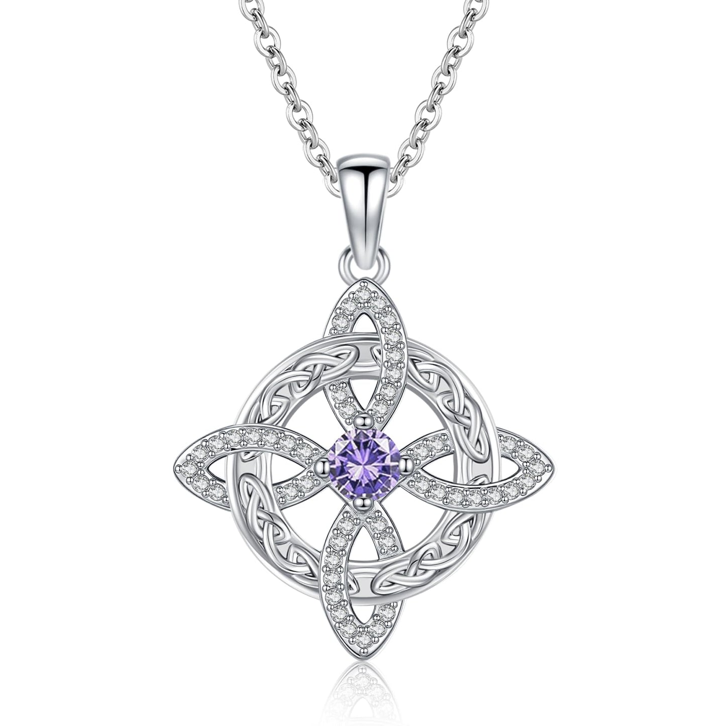 Witches Knot Necklace – Celtic Cross Birthstone Jewelry for Protection