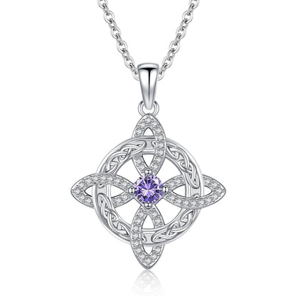 Witches Knot Necklace – Celtic Cross Birthstone Jewelry for Protection