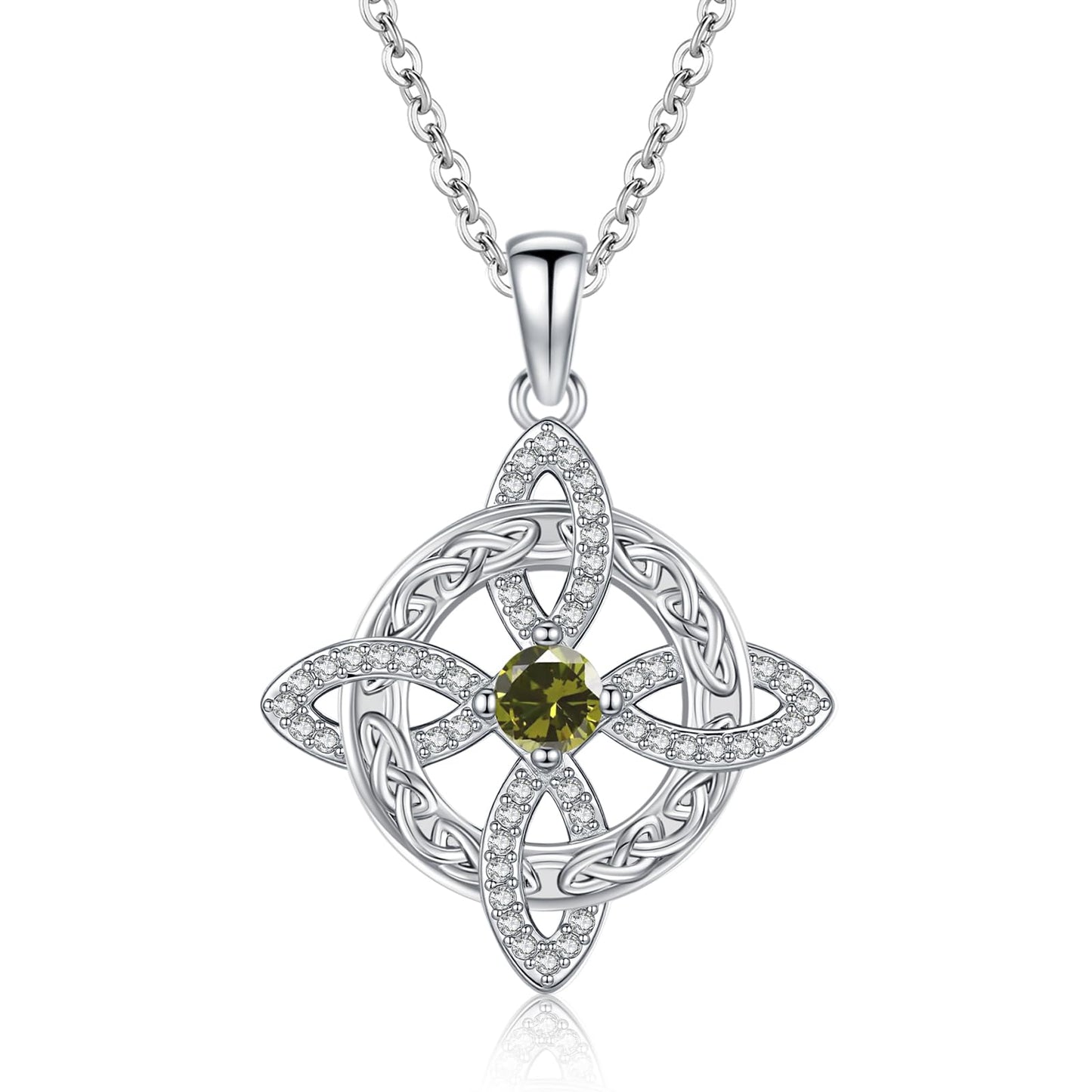 Witches Knot Necklace – Celtic Cross Birthstone Jewelry for Protection