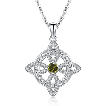 Witches Knot Necklace – Celtic Cross Birthstone Jewelry for Protection