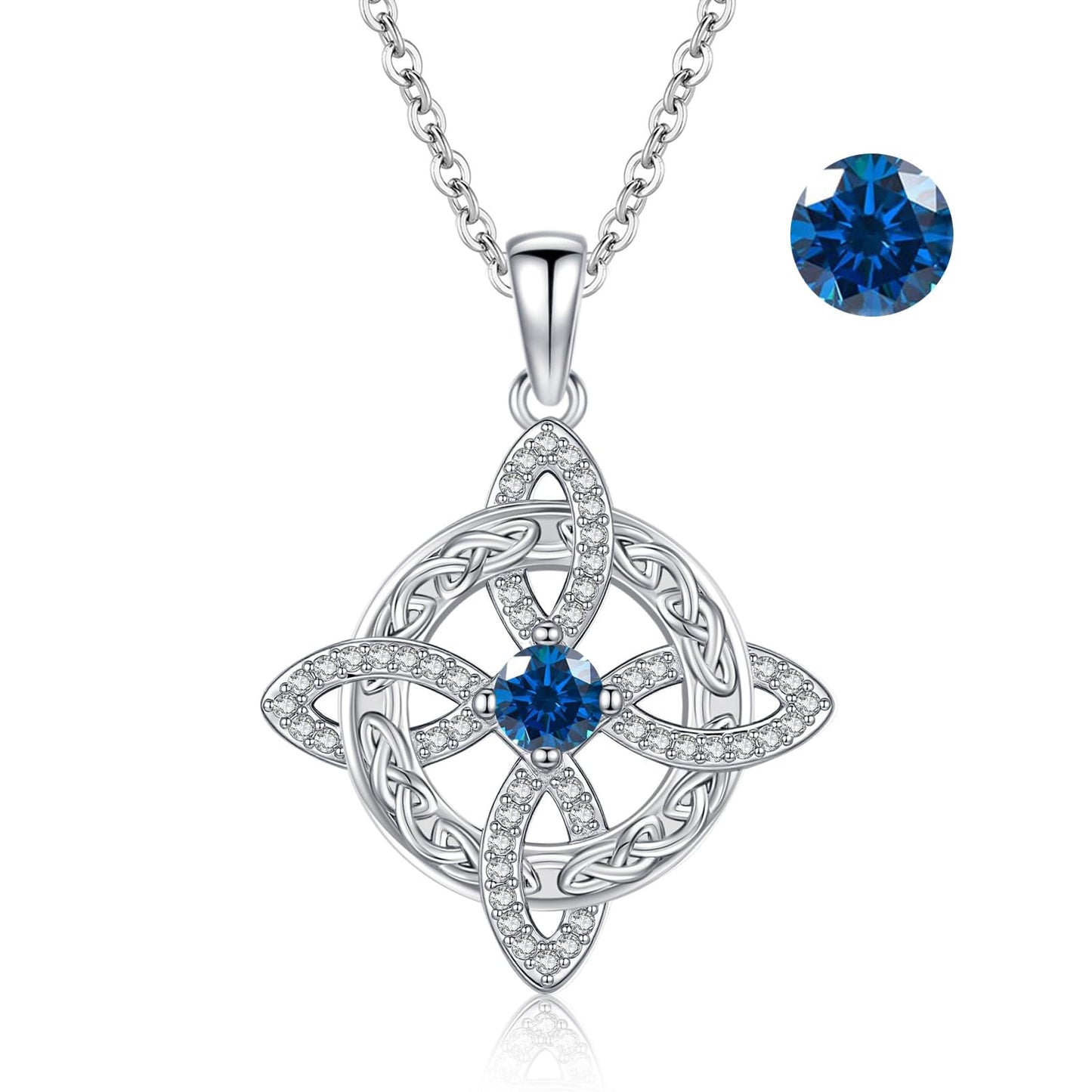Witches Knot Necklace – Celtic Cross Birthstone Jewelry for Protection