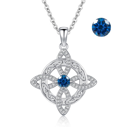 Witches Knot Necklace – Celtic Cross Birthstone Jewelry for Protection