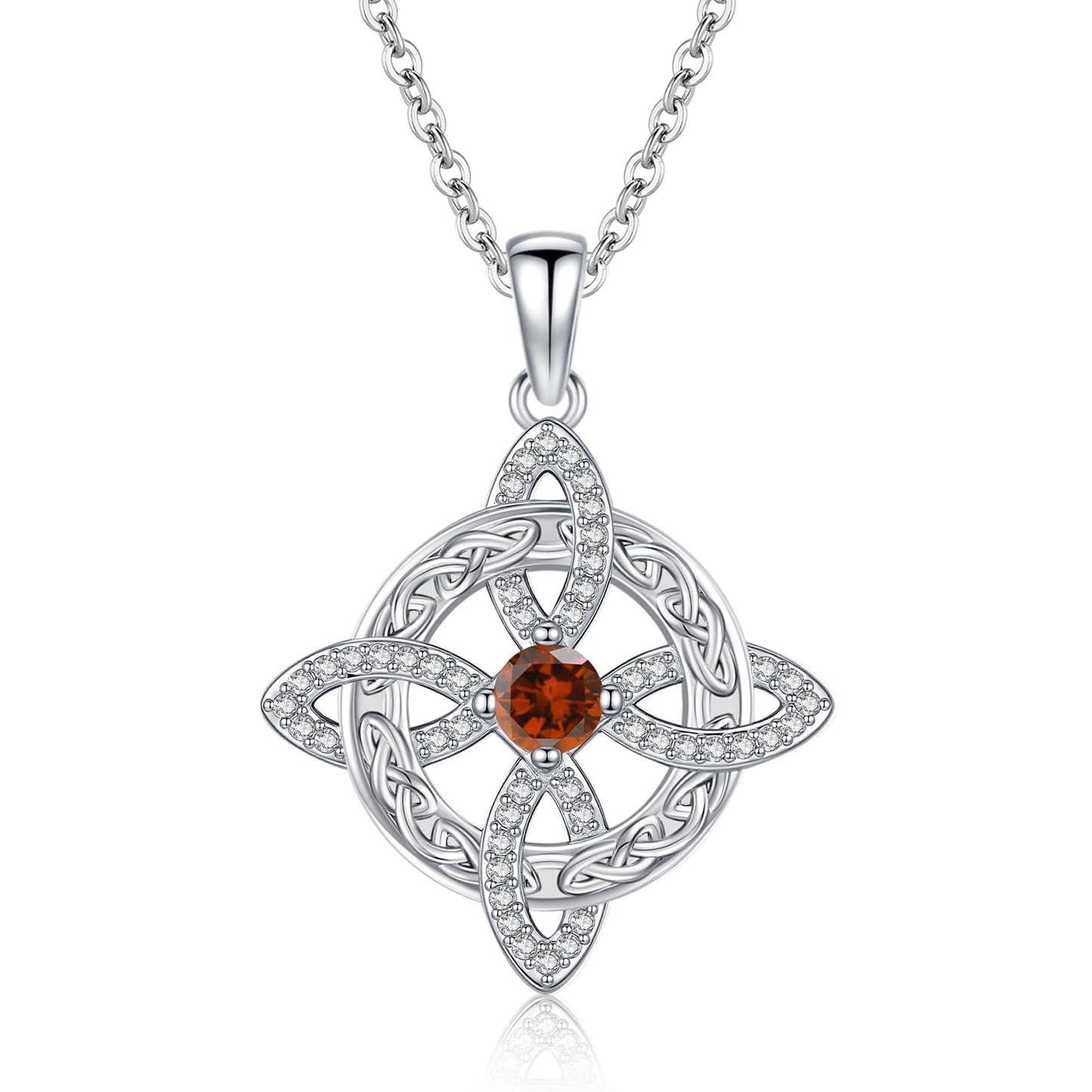 Witches Knot Necklace – Celtic Cross Birthstone Jewelry for Protection