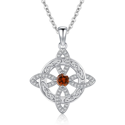Witches Knot Necklace – Celtic Cross Birthstone Jewelry for Protection