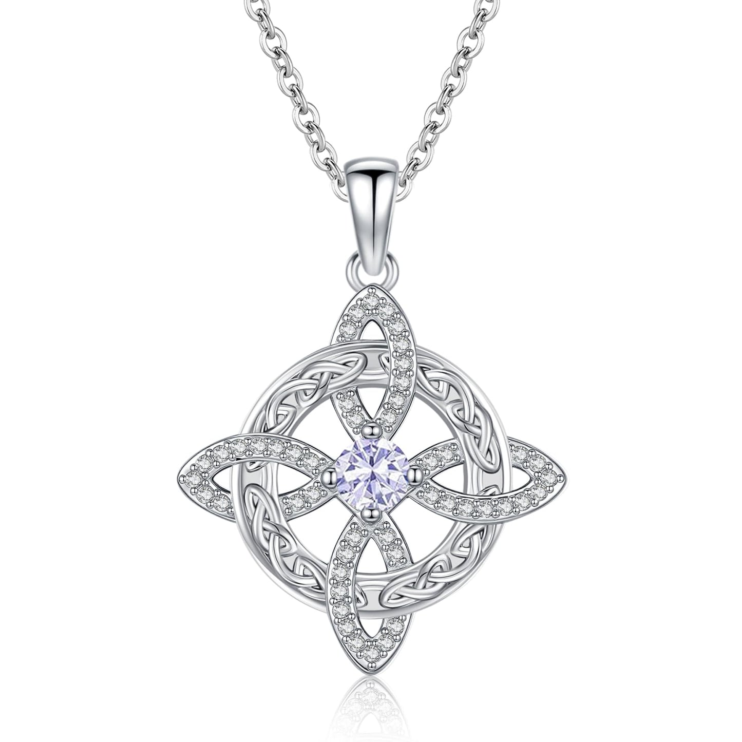 Witches Knot Necklace – Celtic Cross Birthstone Jewelry for Protection