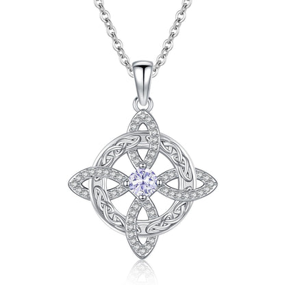 Witches Knot Necklace – Celtic Cross Birthstone Jewelry for Protection
