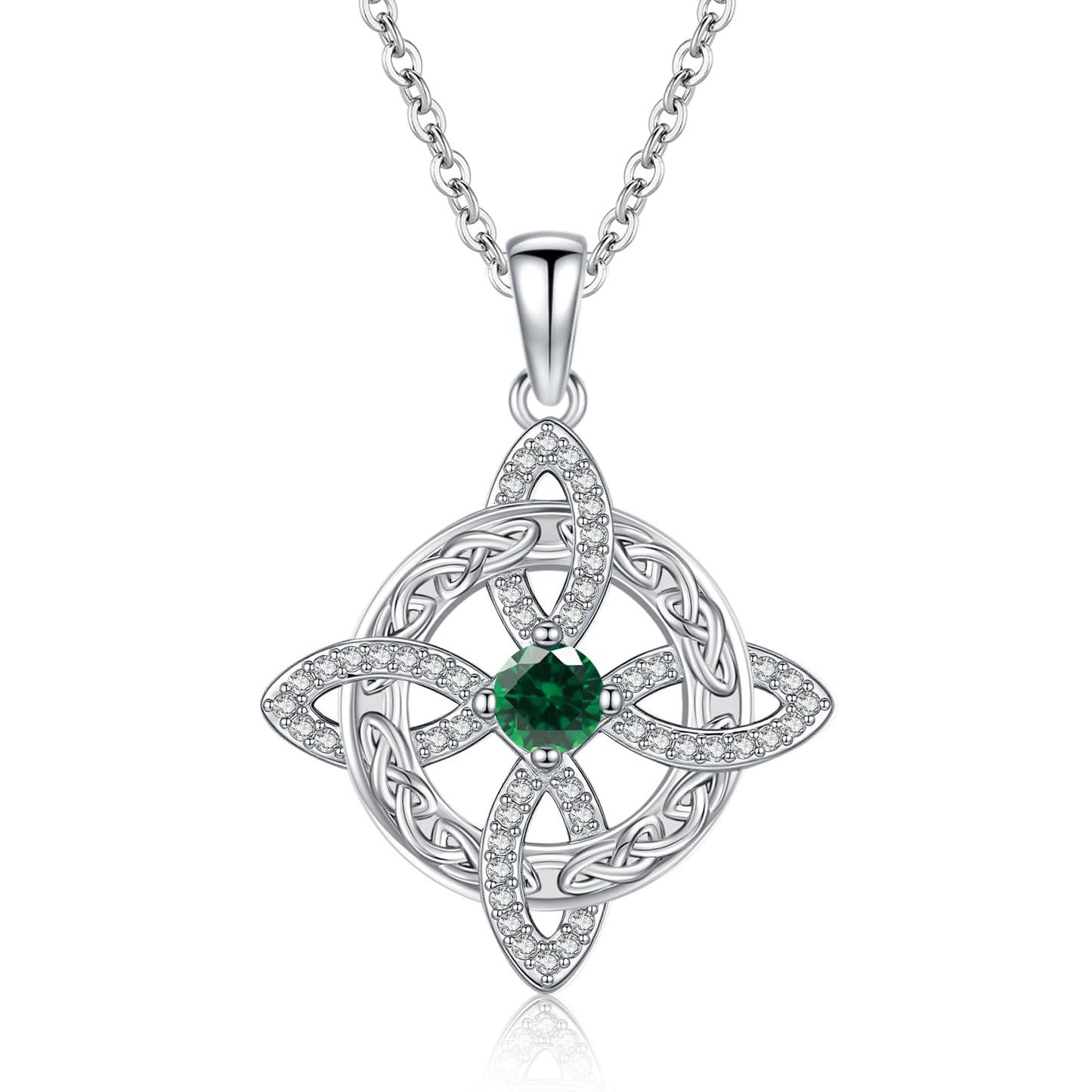 Witches Knot Necklace – Celtic Cross Birthstone Jewelry for Protection