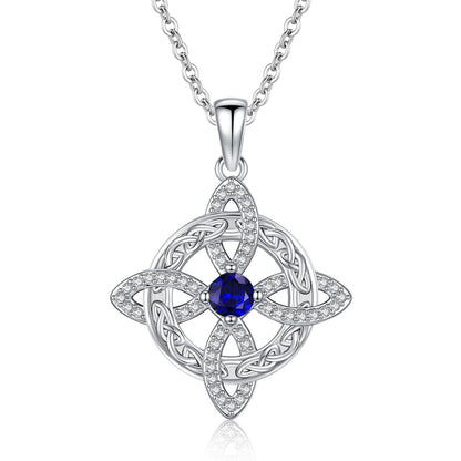 Witches Knot Necklace – Celtic Cross Birthstone Jewelry for Protection