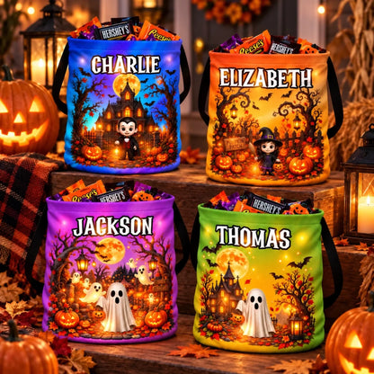 Custom LED Halloween Candy Bucket – Personalized Trick-or-Treat Bag