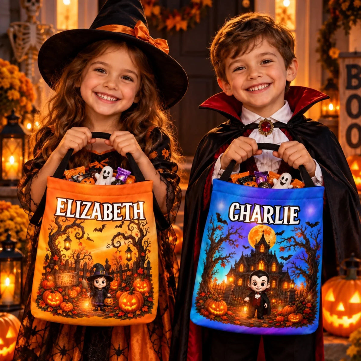 Custom LED Halloween Candy Bucket – Personalized Trick-or-Treat Bag